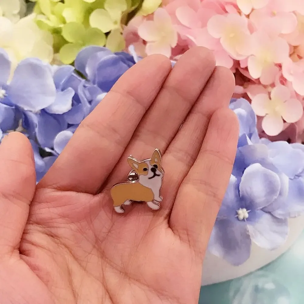 Yellow Pembroke Welsh Corgi Dog Enamel Pins 479